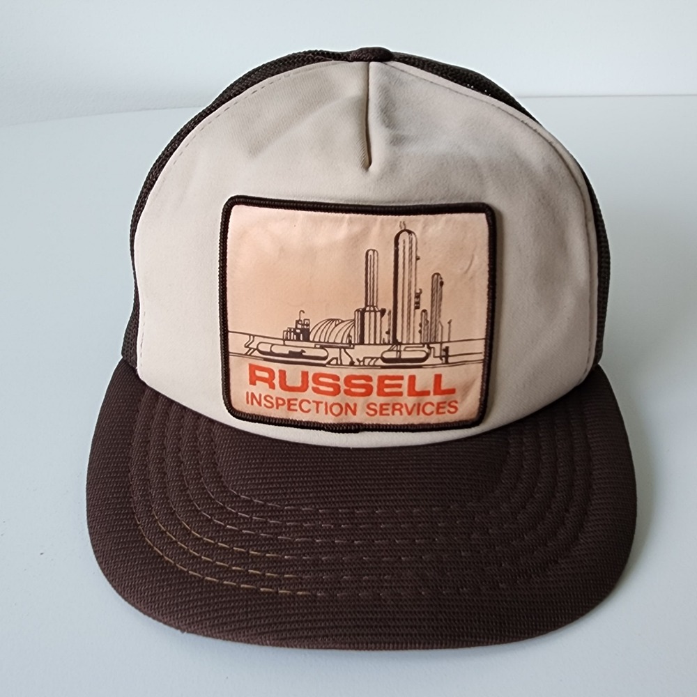 Vintage Russell Inspection Services Trucker Hat Mesh Cap Snap Back Construction‎